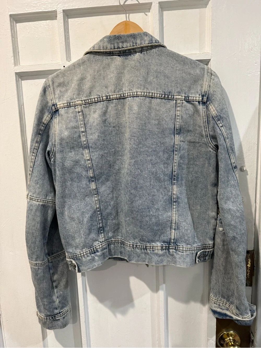 Free People Distressed Light Blue Denim Jacket - Picture 2 of 3